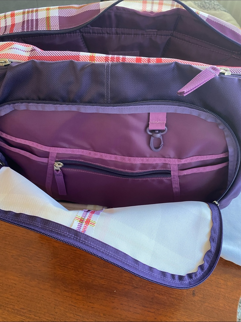 Jansport Purple Plaid Laptop Messenger Bag - Picture 6 of 12